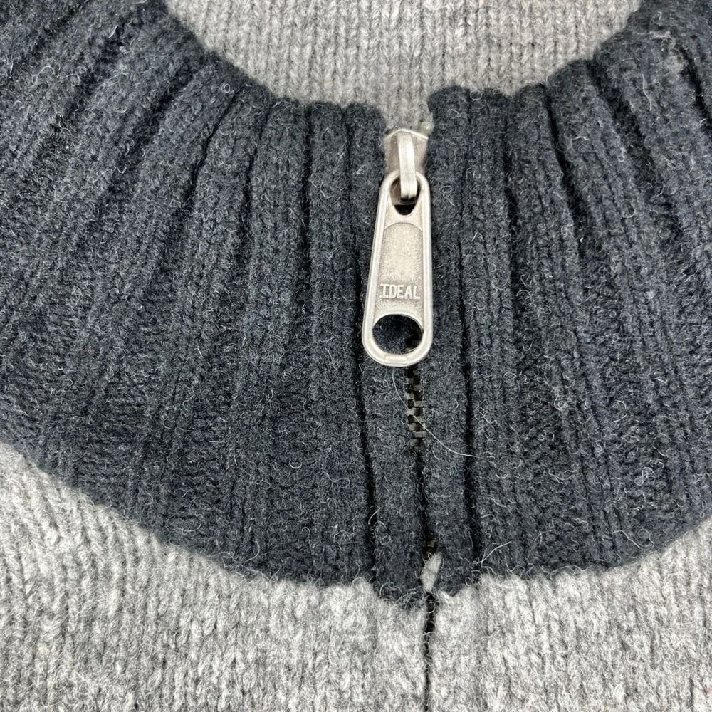 Vintage J. Crew Sweater Mens XL Gray Black 100% Wool Quarter Zip Raglan Pullover